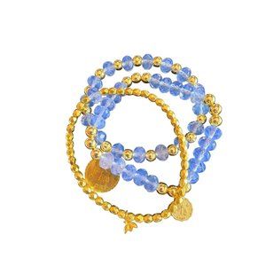 Vintage Bee Charming Libra Zodiac Trio Crystal Bracelet Set NOS (A1425)